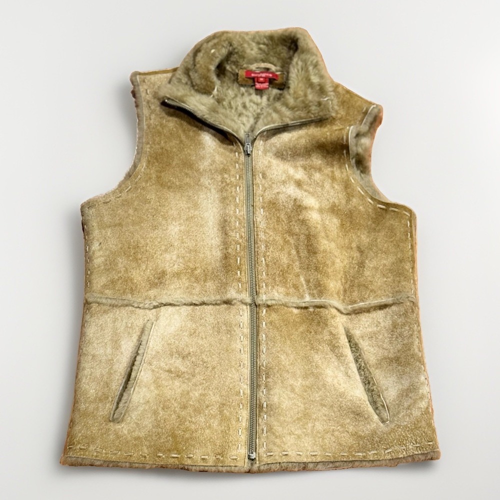 Sundance Shearling Vest M Leather Glam Mob Wife Penny Lane Excellent